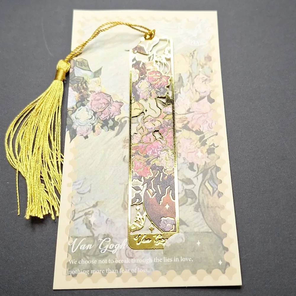 Gold Floral Bookmark with Tassel - Van Gogh Art